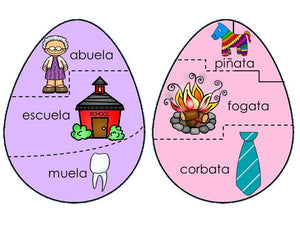 Easter Egg Rhyming Puzzles In Spanish