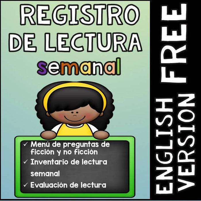 Reading log in Spanish - Registro de lectura semanal