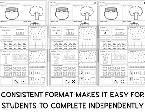 Número del Día Kindergarten Number of the Day Worksheets Numbers 1 to 20