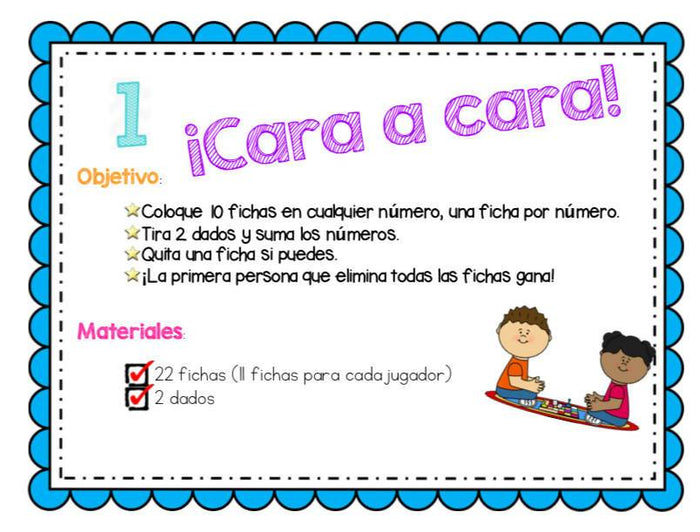 Math Center Game in Spanish: Cara a Cara