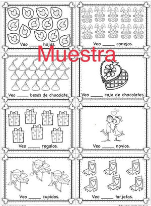 Contando el día de San Valentín # 1-20 Mini-folleto (Prek, Kinder, Primero)