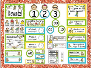 Monkey Themed Calendar Set and Classroom Decorations {Spanish Version} EDITABLE!