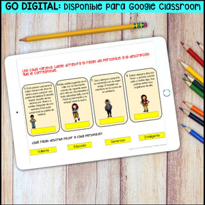 Character traits in Spanish - Rasgo del personaje -Google Classroom -Lesson plan