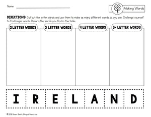 Bilingual St. Patrick's Making Words Activity