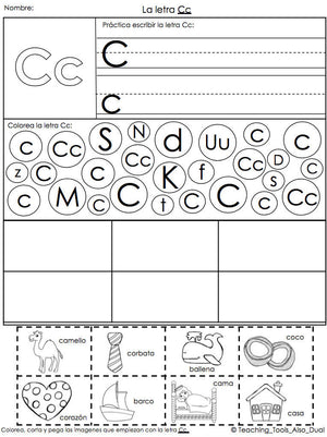 Actividades del Abecedario La Letra C Gratis - Spanish Alphabet Letter C Freebie