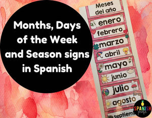 Months, Days, Season Signs (Decor) in Spanish