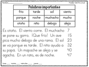 RTI Spanish Fluency Passages for Struggling Readers