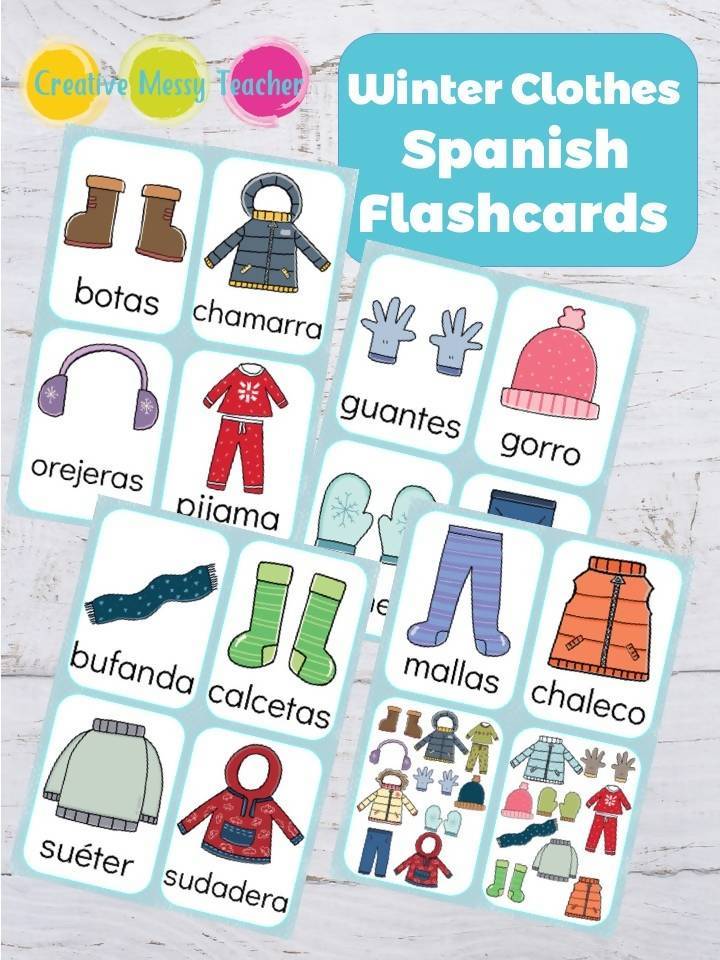 Spanish Winter Clothes Flashcards – Bilingual Marketplace