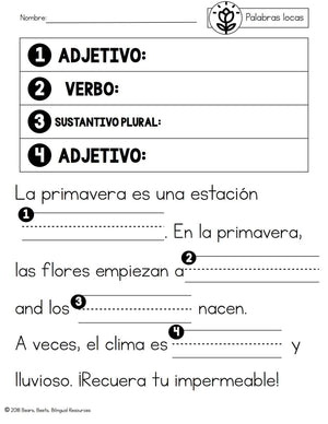 Bilingual Spring Mad Libs