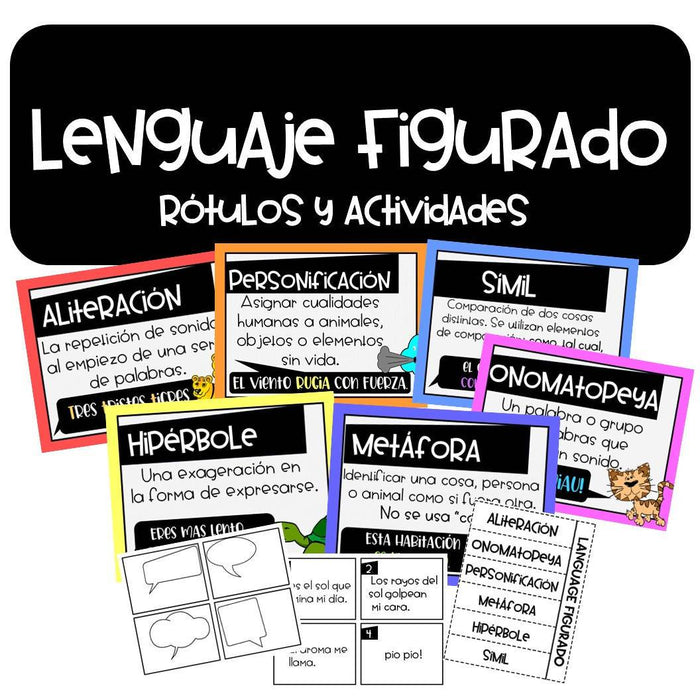 Lenguaje Figurado Posters y Actividades /Figurative Language Posters in Spanish