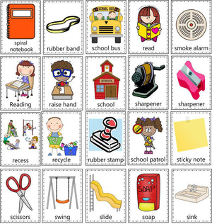 School Unit Flashcards for ELL