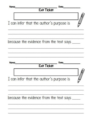 Author's Purpose for Informative Text Exit Ticket