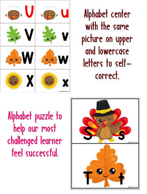 Turkey Alphabet and Ten Frame Centers