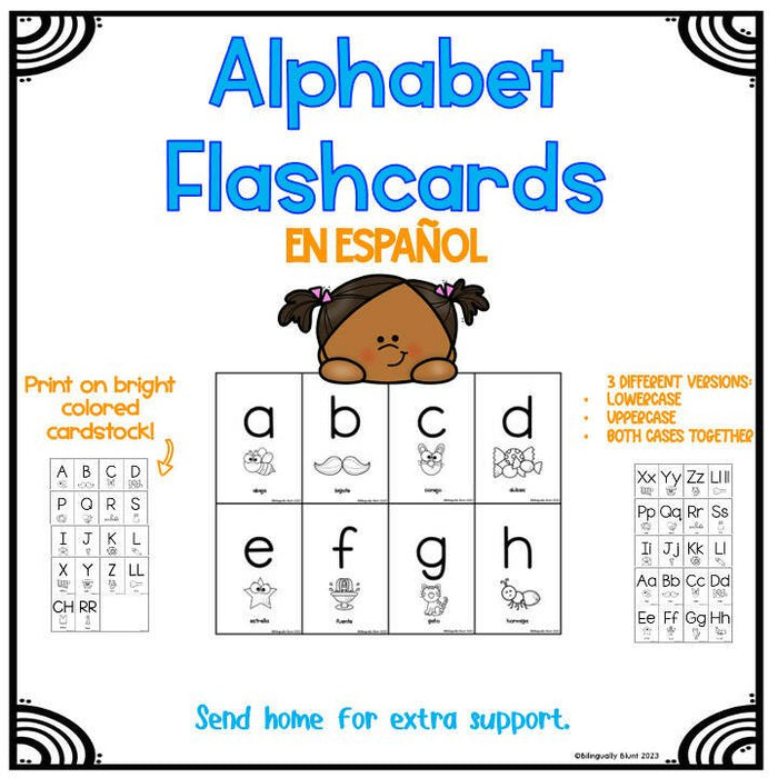 Spanish Alphabet Flashcards - Black and White