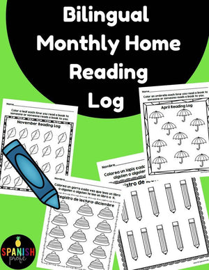 Bilingual Monthly Reading Logs (Registro de libros espanol)