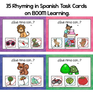 BOOM CARDS-Rhyming in Spanish (Distance Learning)