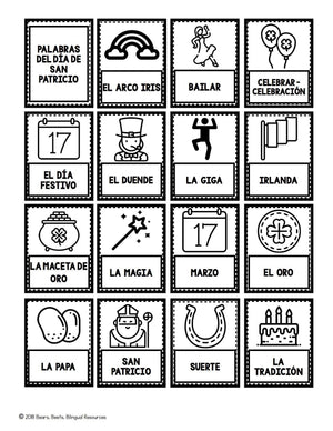 Bilingual St. Patrick's Word Cards