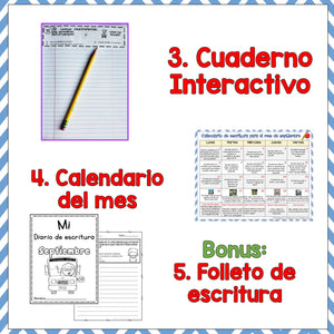 Spanish writing prompts and journal- Google Slides- Distance learning -September