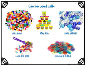 Formando números y figuras con pompones