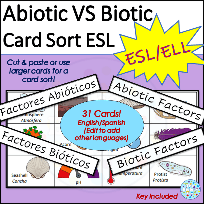 Abiotic Biotic Card Sort Biology