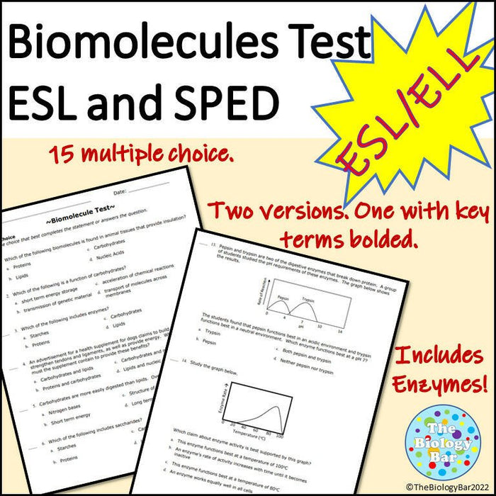 Biology Biomolecules and Enzymes Test