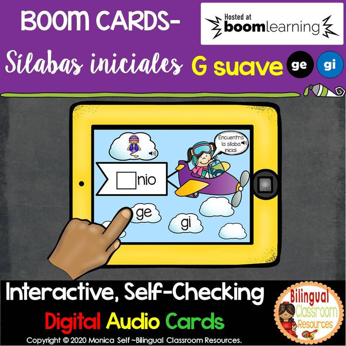 BOOM Cards Sílabas iniciales letra Gg suave-ge,gi (Distance Learning)