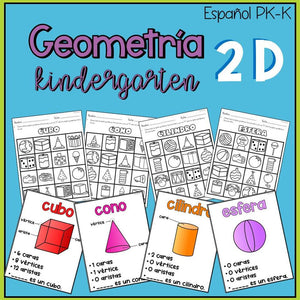 Figuras geometricas 2D y 3D en español para Kindergarten