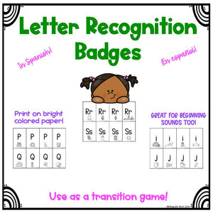 Letter Recognition Badges