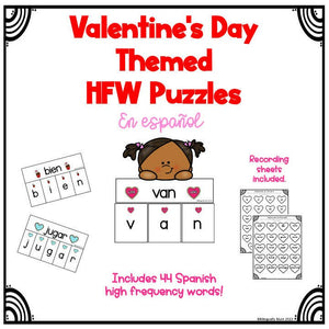 Valentine's Day Themed High Frequency Word Puzzles - Spanish