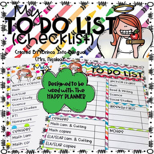 Editable Teacher Checklist to use for Happy Planner