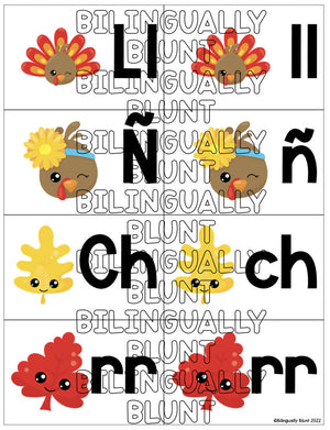 Thanksgiving Alphabet Matching Center - Spanish and English