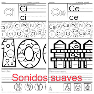 Abecedario actividades para cada letra A-Z incluyendo sonidos suaves y escritura (K-1)