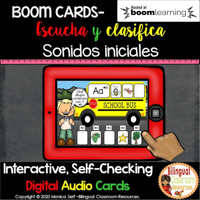 BOOM Cards Beginning Sound Sort in Spanish- Clasificando sonidos iniciales