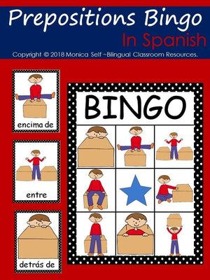 Prepositions Bingo In Spanish