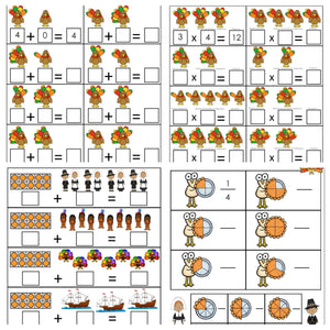 Día de Acción de Gracias - Matemáticas y Escritura creativa con Mini-libro K-3
