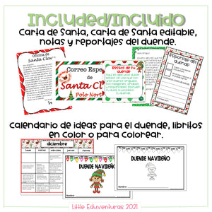Duende Navideño en el Salón- Elf in Classroom Shelf Spanish