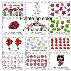 Contando el día de San Valentín # 1-20 Mini-folleto (Prek, Kinder, Primero)