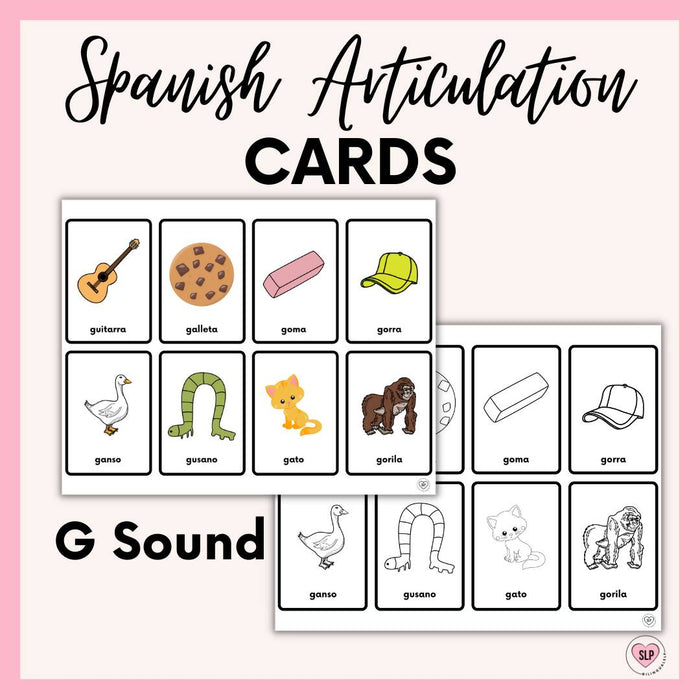 G Sound Spanish Articulation Cards for Speech Therapy