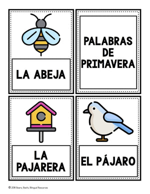Bilingual Spring Word Cards