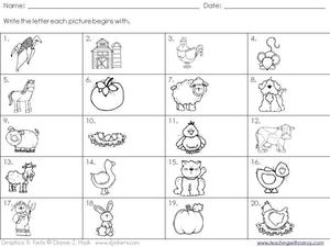 Farm Words Initial Sounds