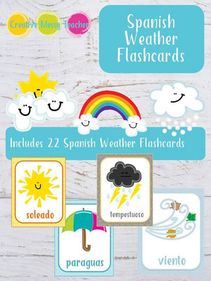 Spanish Weather Flashcards - El Clima Flashcards