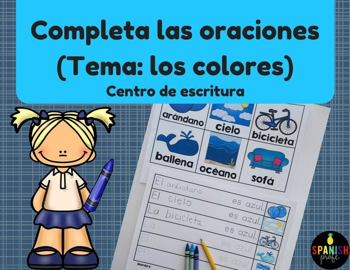 Completa las oraciones los colores (Complete the Sentences in Spanish Colors)