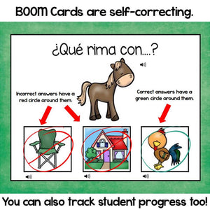 BOOM CARDS-Rhyming in Spanish (Distance Learning)