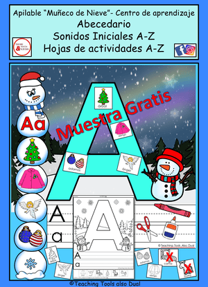 Centro festivo Navideño apilable "Muñeco de Nieve" Abecedario A-Z con actividad (Muestra GRATIS)