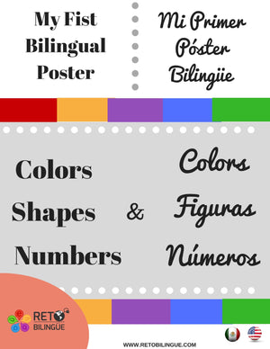 My first bilingual poster - BUNDLE- Colors, Shapes, Numbers- English / Spanish.