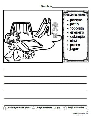 Spanish Writing Prompts with Vocabulary (Escritura)