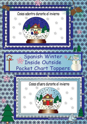 Spanish Winter Inside Outside Vocabulary Cards